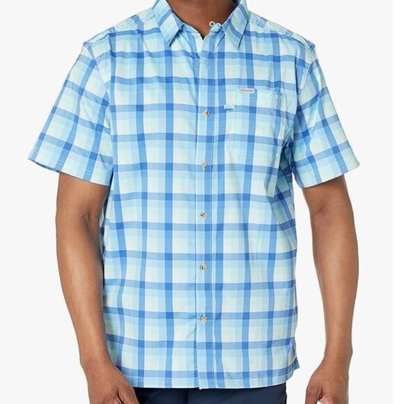 NWT Columbia Men's Super Slack Tide Camp Shirt, Vivid Blue Mid Gingham, XX-Large - Picture 1 of 8